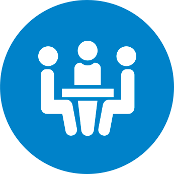 People meeting at table icon