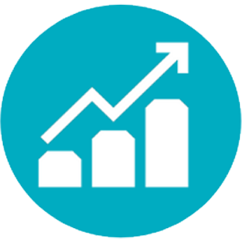 Chart increasing left to right icon