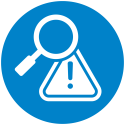 Magnifying glass over alert icon