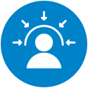 Arrows pointing towards person icon